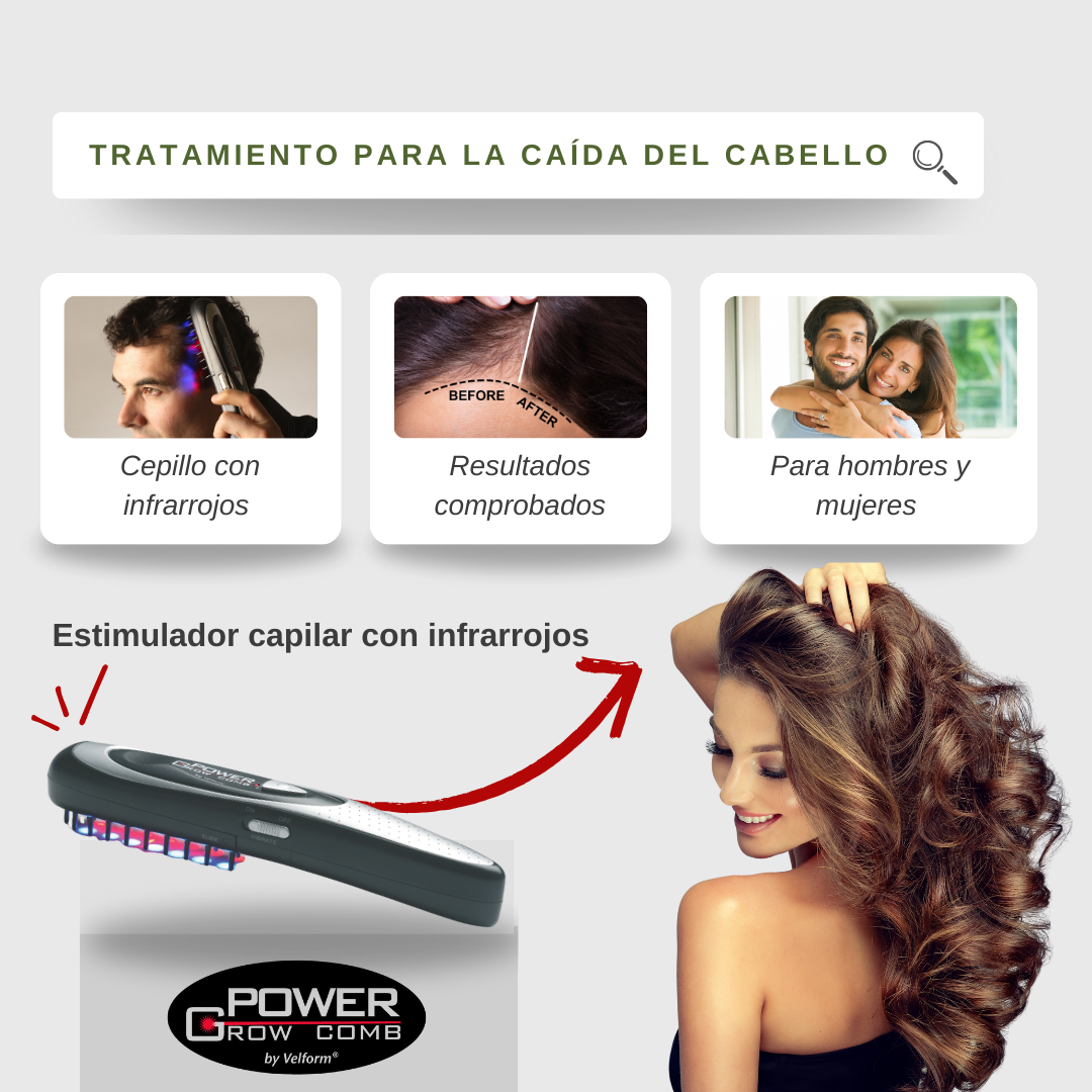 Peine con infrarrojos y láser para el crecimiento y caída del cabello